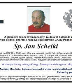 Zmarł Jan Scheiki - ratownik podhalański