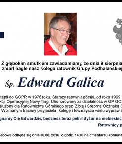 Zmarł Edward Galica - ratownik podhalański.