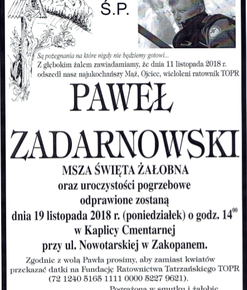 Nie żyje Paweł Zadarnowski