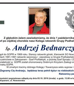 Zmarł nasz kolega Andrzej Bednarczyk